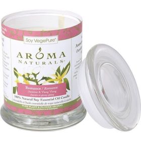 ROMANCE AROMATHERAPY by Romance Aromatherapy ONE 3X3.5 inch MEDIUM GLASS PILLAR SOY AROMATHERAPY CANDLE.COMBINES THE ESSENTIAL OILS OF YLANG YLAN
