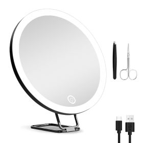 30X Magnifying Mirror With Light 3 Colors Dimmable Brightness Included Tweezer Scissor 
Travel Magnifying Makeup Mirror with Suction Cup 360° Adjusta (Option: MagnifyingMirrorBlack)